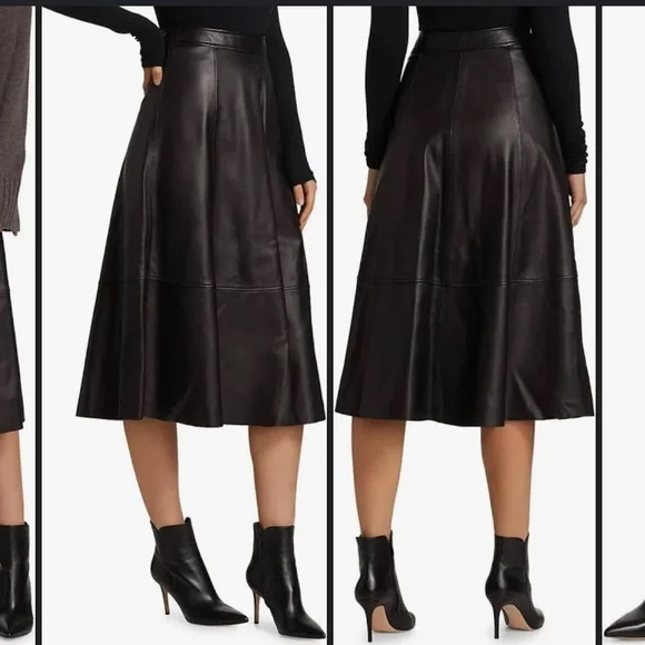 Black leather a line midi skirt made exclusively for Saks Fifth Avenue size S.